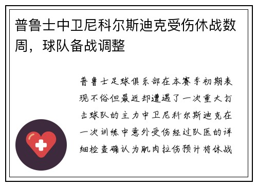 普鲁士中卫尼科尔斯迪克受伤休战数周，球队备战调整